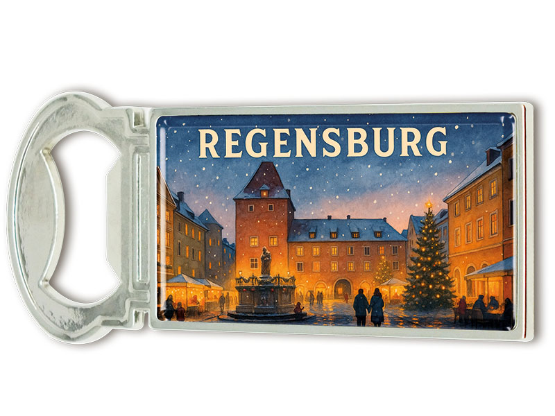 Souvenir Magnet Kapselheber aus Metall Regensburg 3x9cm