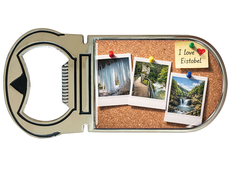 Souvenir Kapselheber Magnet Eistobel aus Metall 4x9cm