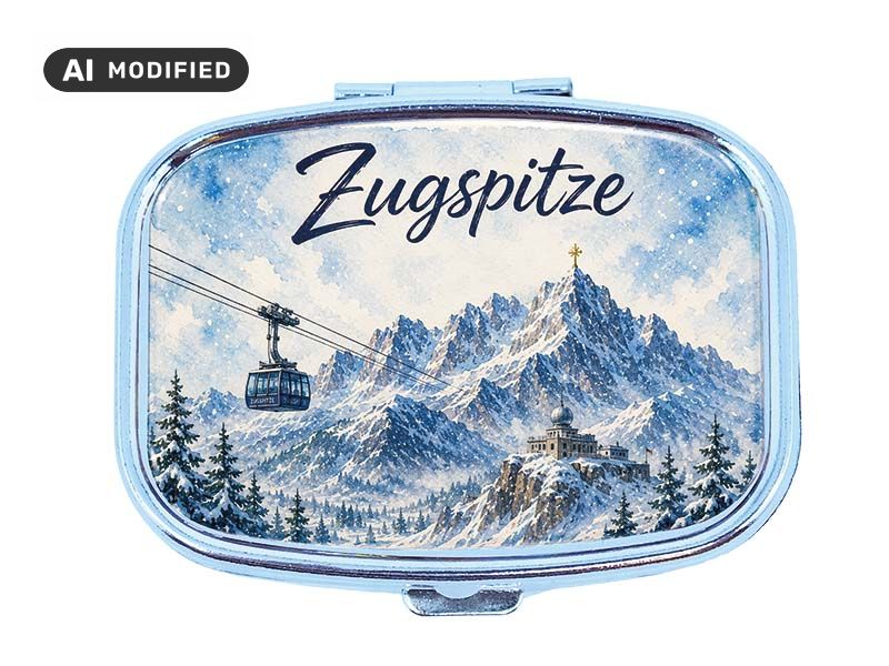 Souvenir metal pillbox Zuspitze 6x4,5cm