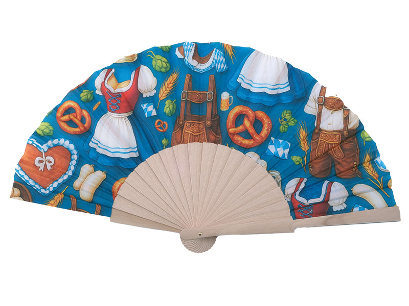 Fächer aus Holz mit Bayerncollage 46x23x3cm