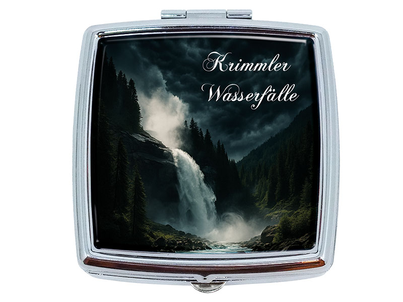 Souvenir Pillendose Krimmler Wasserfälle aus Metall 6x5,5cm
