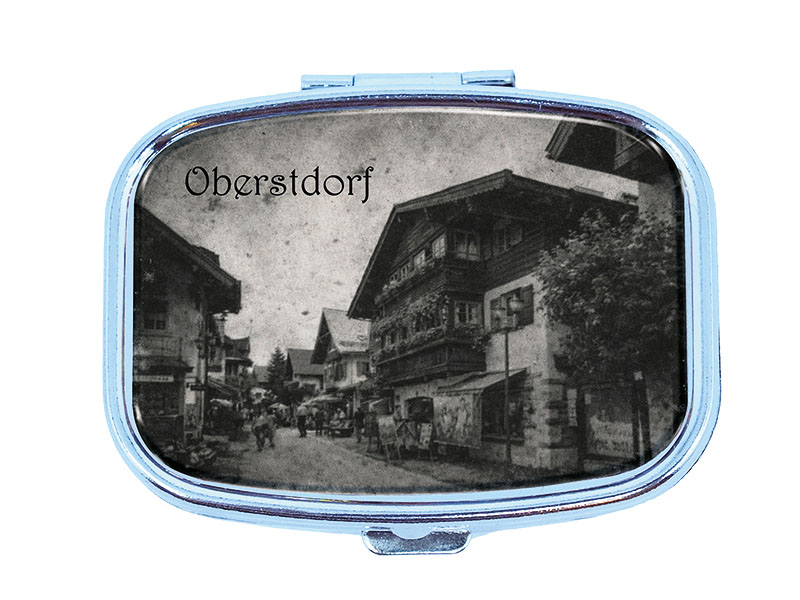 Souvenir Pillendose Oberstdorf aus Metall 6x4,5cm