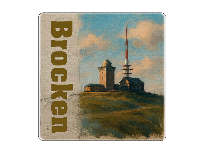 Souvenir Foto Magnet Steingut Brocken 5x5cm Souvenir Foto Magnet Steingut Brocken 5x5cm