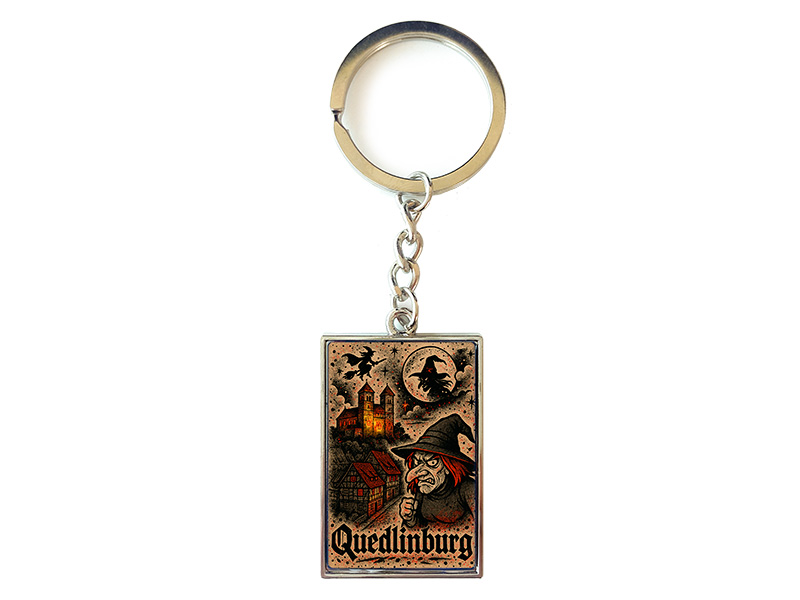 Souvenir Schlüsselanhänger rechteckig aus Metall Quedlinburg 3x10cm Souvenir Schlüsselanhänger rechteckig aus Metall Quedlinburg 3x10cm