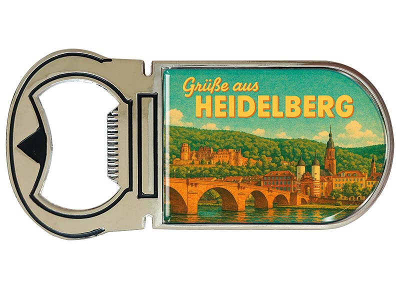 Souvenir Magnet Kapselheber aus Metall Heidelberg 4x9cm