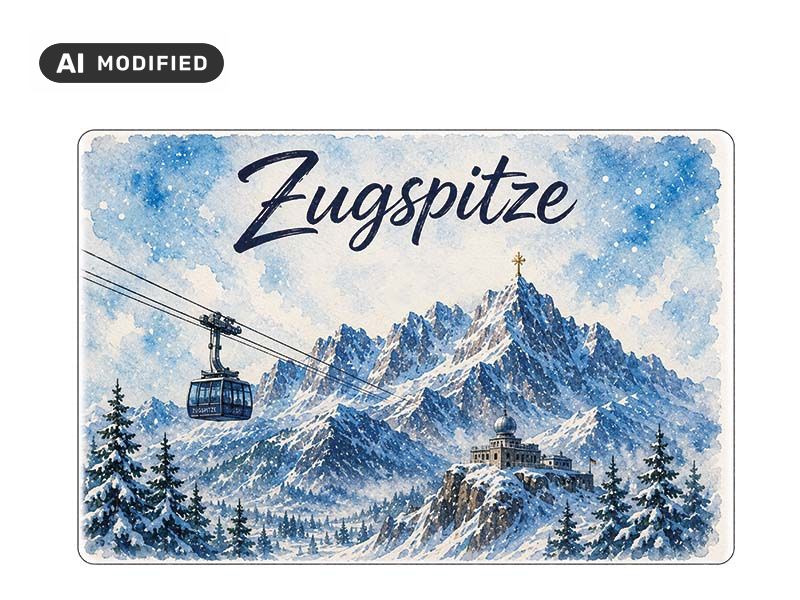 Souvenir stoneware magnet Zugspitze 6x4,5cm