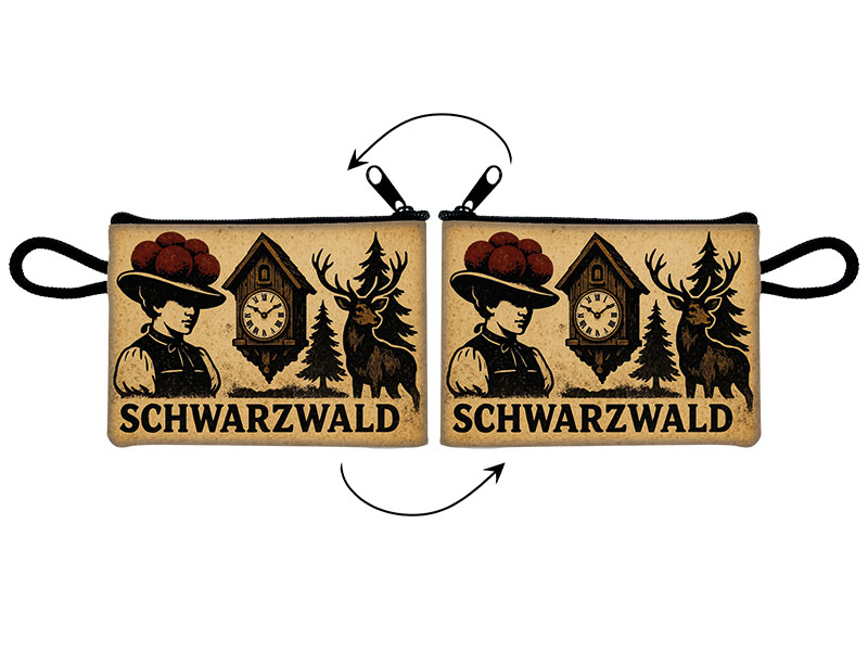 Souvenir Täschchen aus Kunstleder Schwarzwald 11x8cm Souvenir Täschchen aus Kunstleder Schwarzwald 11x8cm