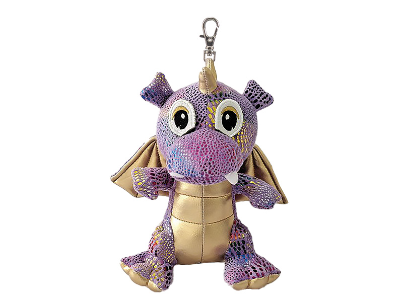Plush dragon purple 10x11x13cm, with keychain