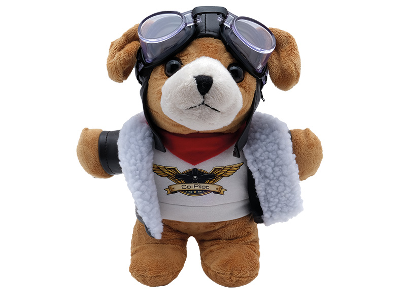 Hund mit Pilotenuniform aus Plüsch 26x12x26cm