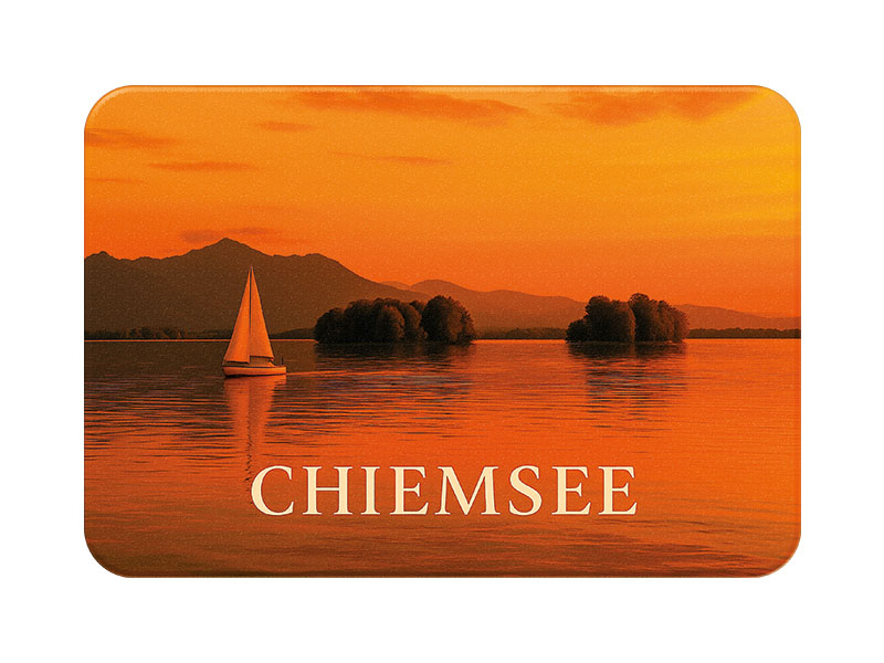 Souvenir Foto Kunststoff Magnet Chiemsee 8x5cm