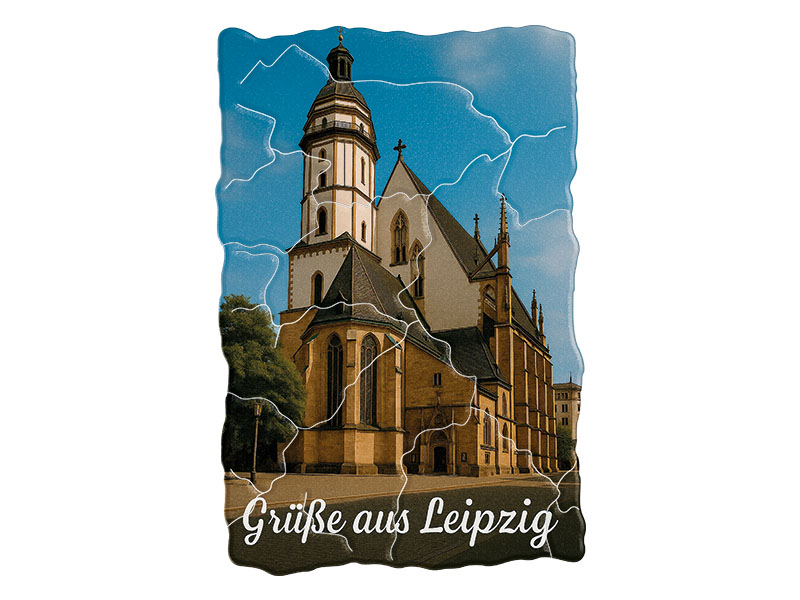 Souvenir Foto Kunststoff Magnet Leipzig 8x5cm
