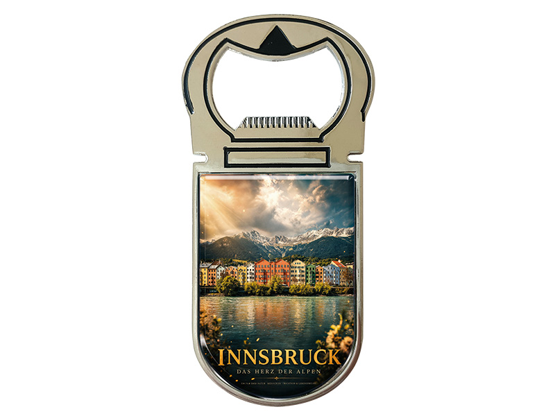 Souvenir Kapselheber Magnet Innsbruck aus Metall 4x9cm