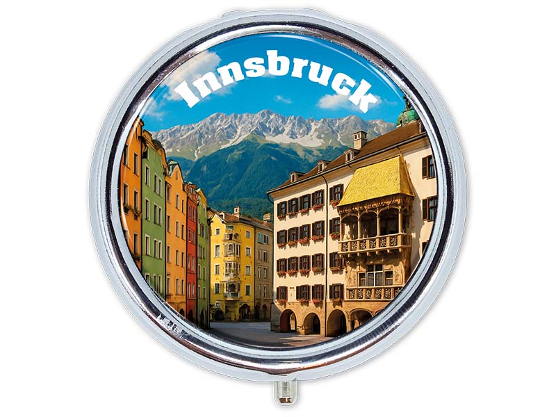 Souvenir Pillendose Innsbruck aus Metall Ø5cm