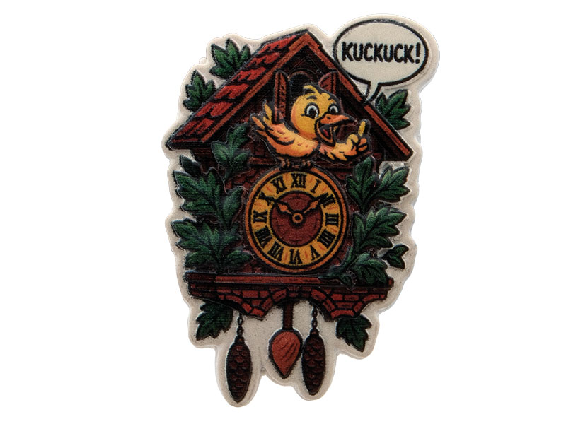 3D Magnet Kuckuckuhr aus Poly 5x0,5x7,5cm