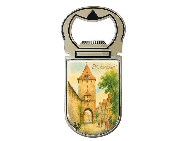 Souvenir Magnet Kapselheber aus Metall Dinkelsbühl 4x9cm