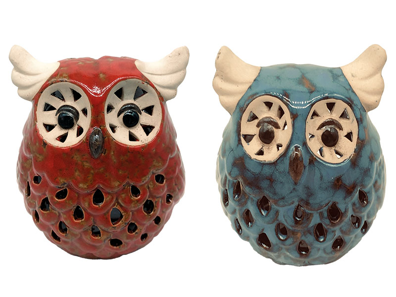 Porcelain lantern owl 14x12x15cm   