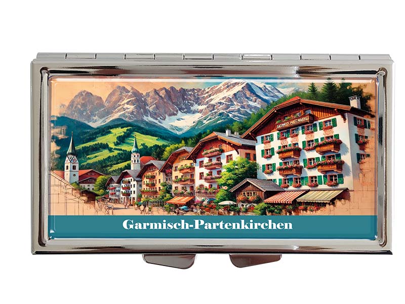Souvenir Metall Pillendose Garmisch-Partenkirchen 8,5x4,5cm
