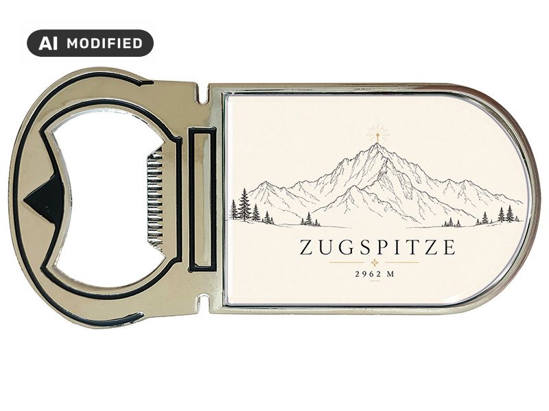 Souvenir Kapselheber Magnet Zugspitze aus Metall 4x9cm