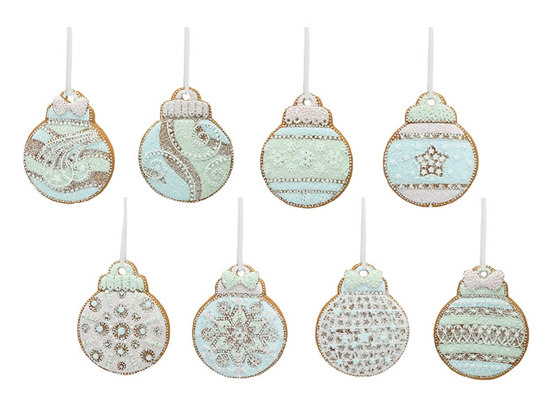 Kugel Lebkuchendesign aus Poly, 8x1,5x10cm    Kugel Lebkuchendesign aus Poly, 8x1,5x10cm