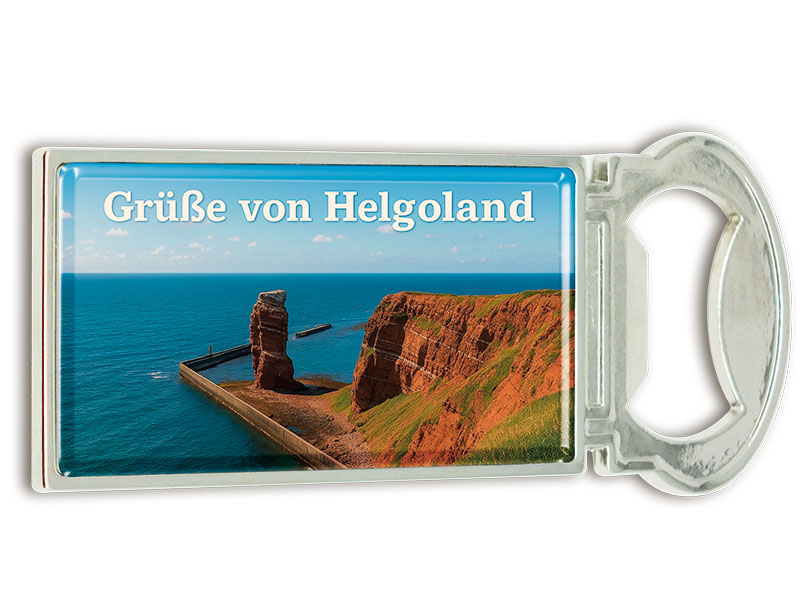 Souvenir Magnet Kapselheber aus Metall Helgoland 3x9cm