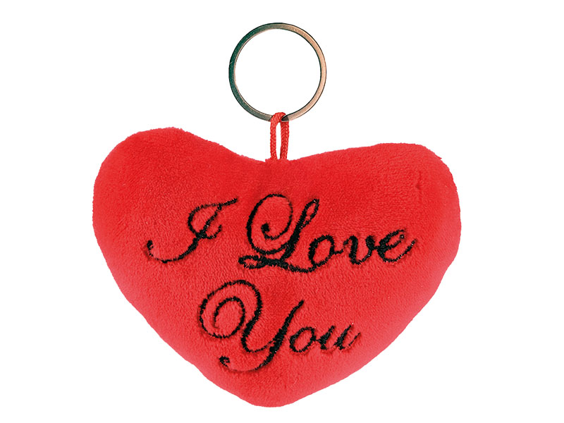 Herz aus Plüsch mit Schlüsselanhänger "I love you", 16x5x12cm   