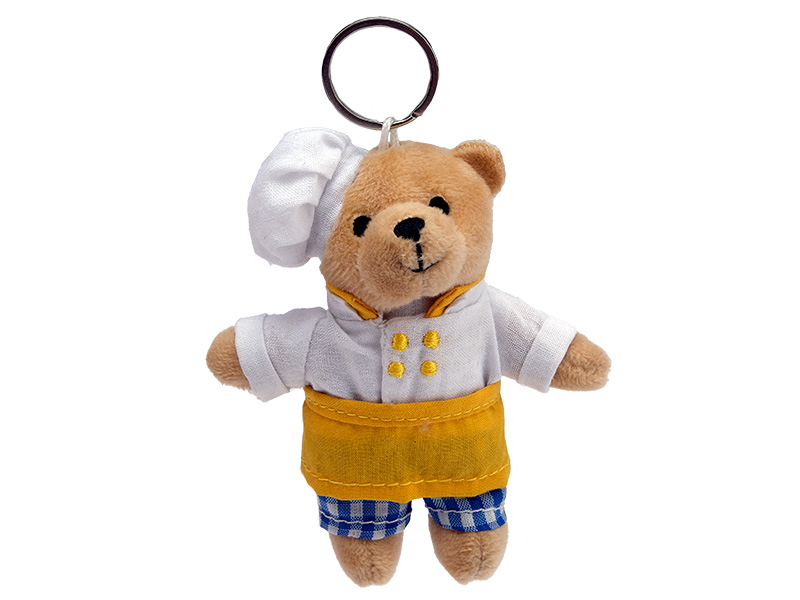 Bär Koch aus Plüsch mit Schlüsselanhänger, 8x3x11cm    Bär Koch aus Plüsch mit Schlüsselanhänger, 8x3x11cm