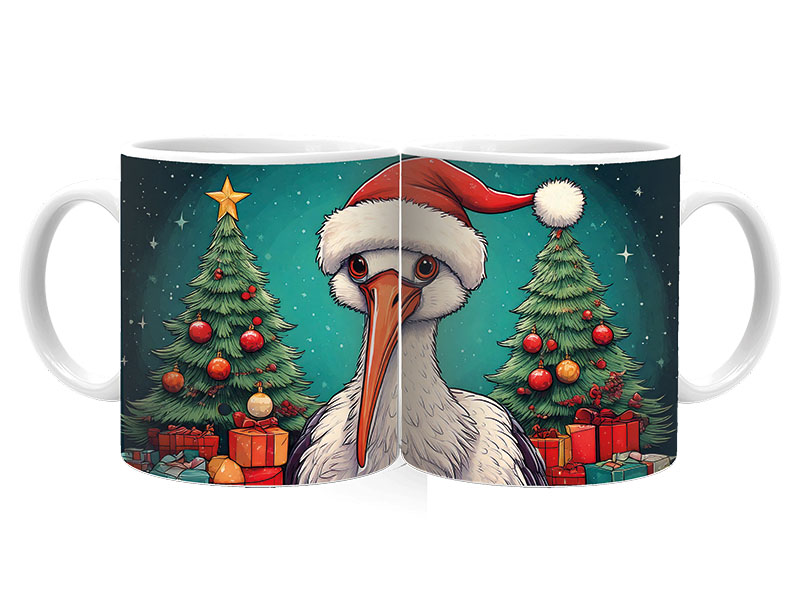 Foto Tasse Weihnachtsstorch aus Keramik Ø8x9,5cm