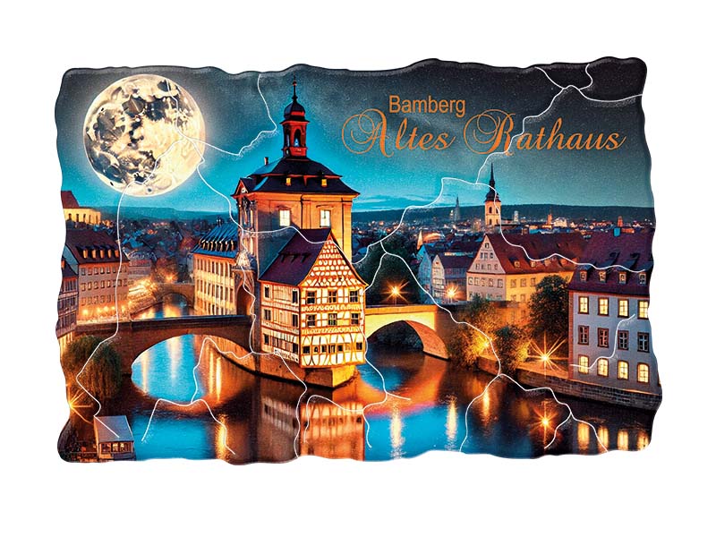 Souvenir Foto Kunststoff Magnet Bamberg 8x5cm