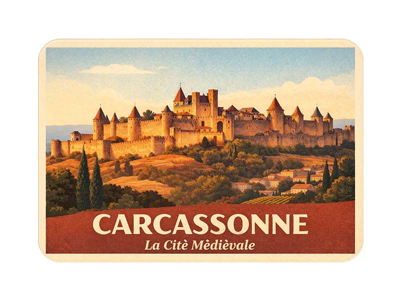 Souvenir Foto Magnet Carcassonne aus Kunststoff 8x5cm
