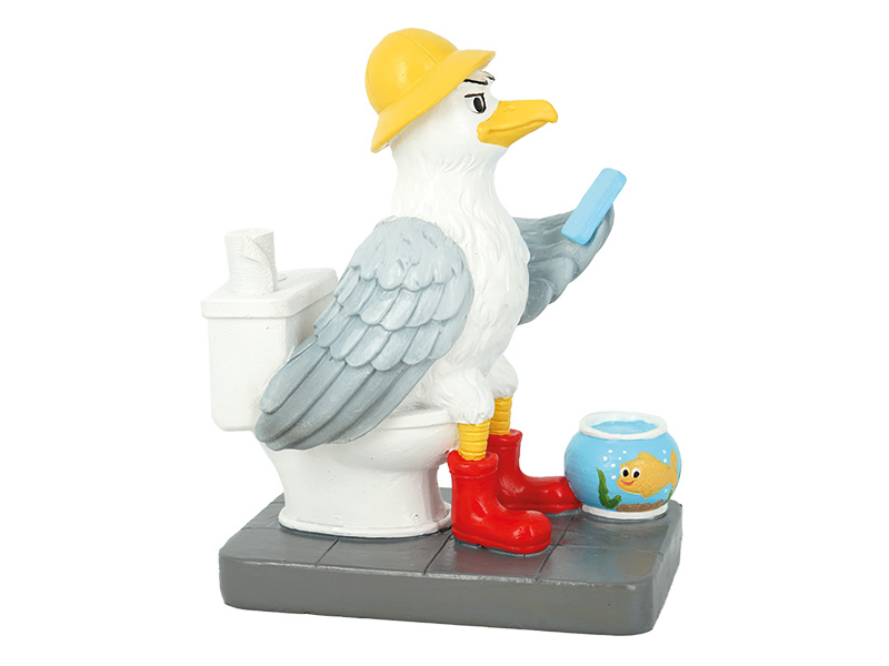 Möwe "Seefried" auf Toilette aus Poly 11,5x7x14cm   