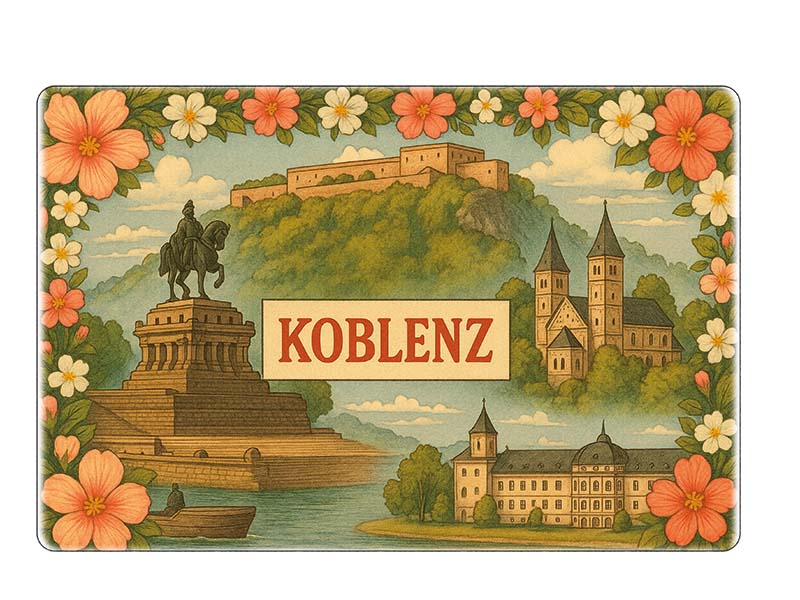 Souvenir Foto Magnet Steingut Koblenz 6x4,5cm
