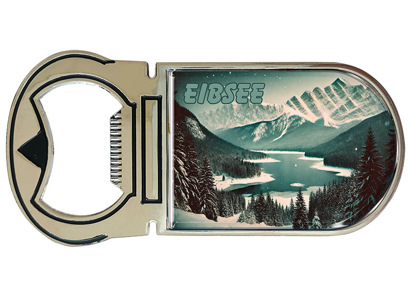 Souvenir Metal magnet bottle opener Eibsee 4x9cm