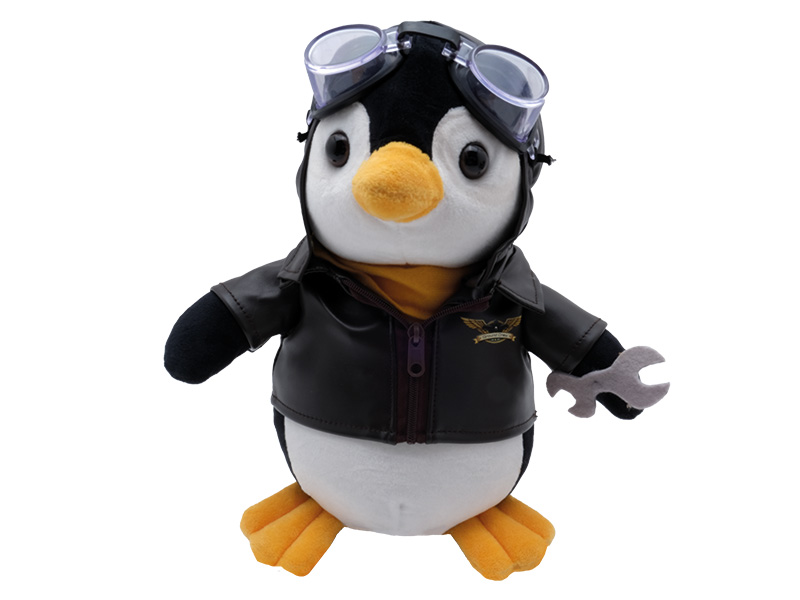Pinguin mit Pilotenuniform aus Plüsch 26x12x26cm