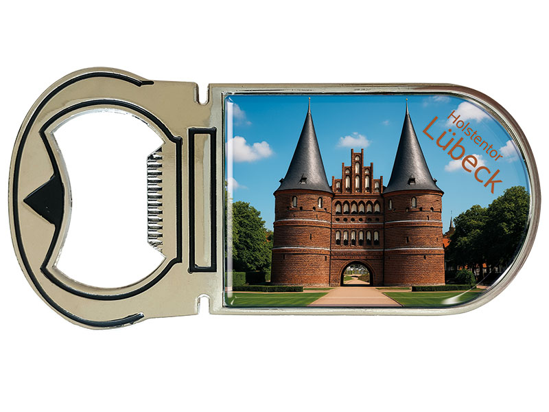 Souvenir Magnet Kapselheber aus Metall Luebeck 4x9cm