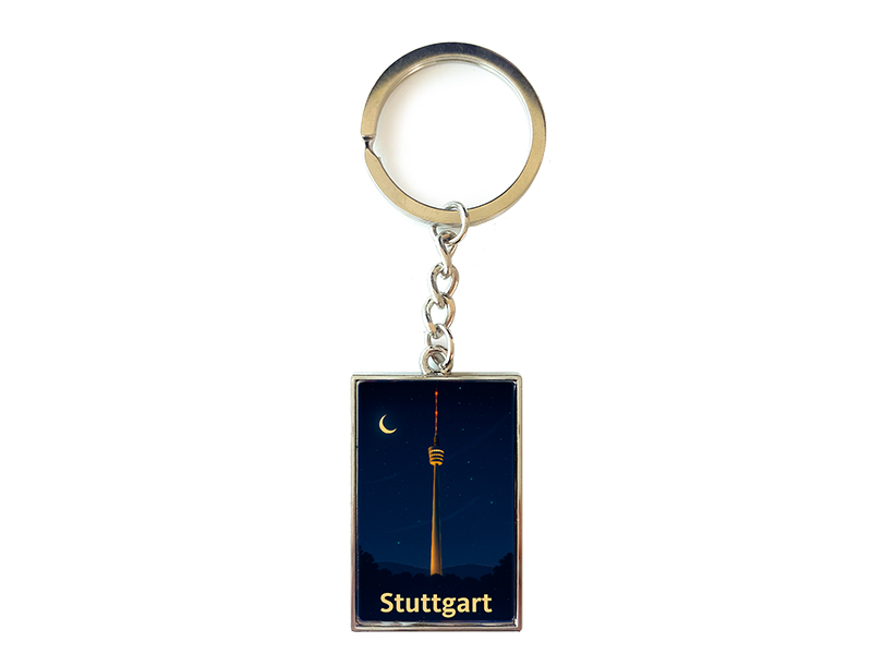 Souvenir Schlüsselanhänger rechteckig aus Metall Stuttgart 3x10cm