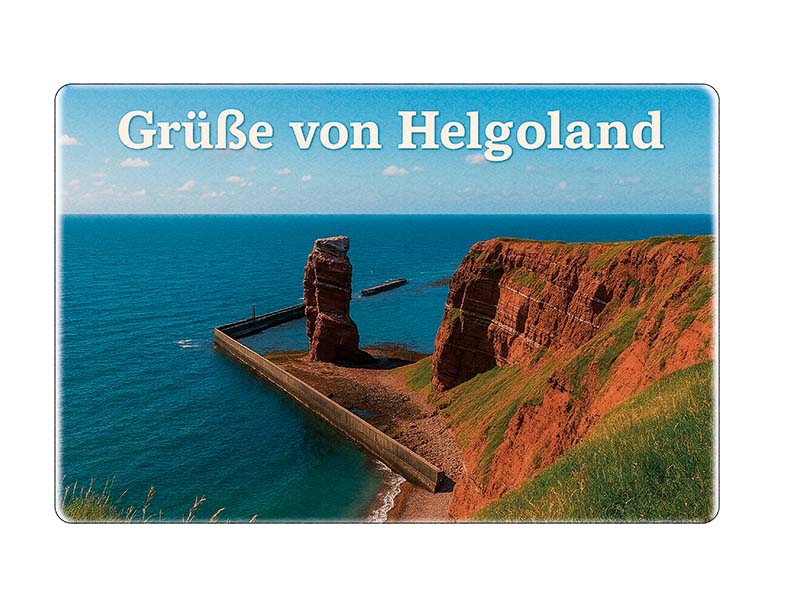 Souvenir Foto Magnet Steingut Helgoland 6x4,5cm