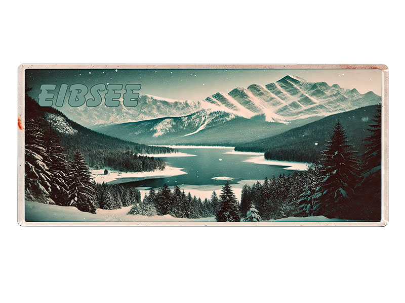 Souvenir Photo magnet panoramic format  Eibsee 11x4cm