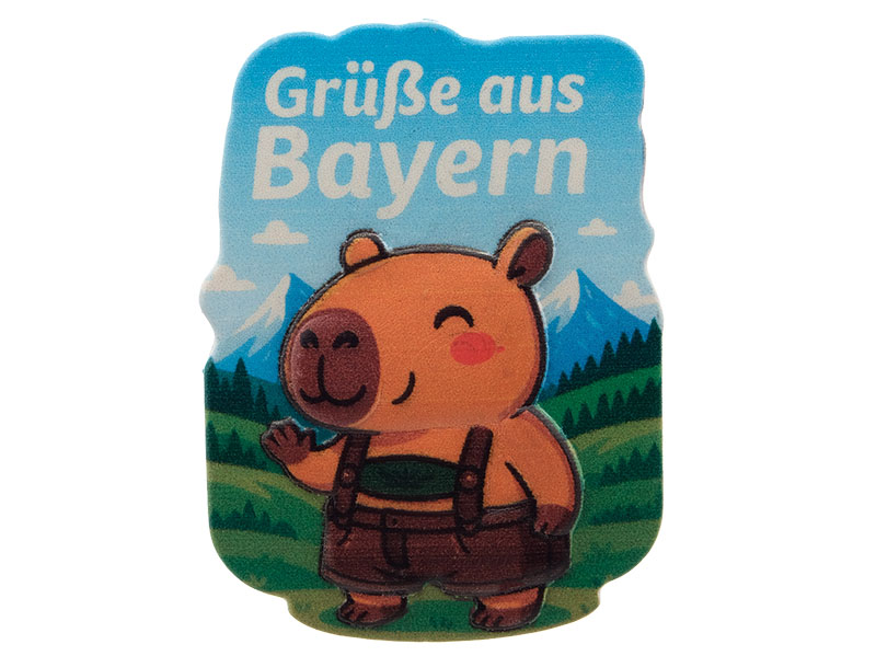 3D magnet capybara with leatherpants, poly, 5,5x0,5x7,5cm