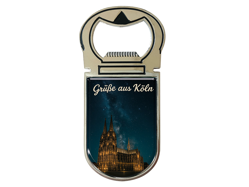 Souvenir Magnet Kapselheber aus Metall Koeln 4x9cm