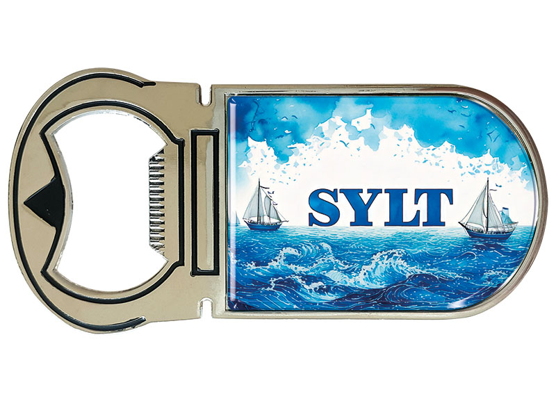 Souvenir Magnet Kapselheber aus Metall Sylt 4x9cm Souvenir Magnet Kapselheber aus Metall Sylt 4x9cm