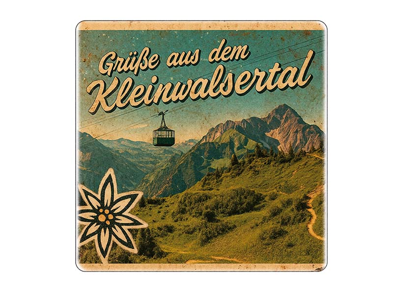 Souvenir Stoneware magnet Kleinwalsertal 5x5cm