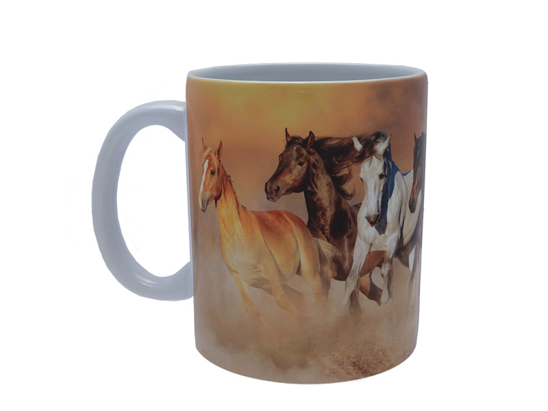 16834-0 Foto Keramik Tasse Pferde