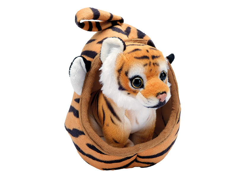 Tiger in Korb aus Plüsch, 16x16x23cm    Tiger in Korb aus Plüsch, 16x16x23cm