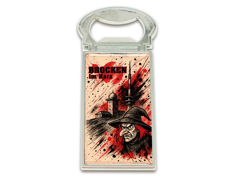 Souvenir Magnet Kapselheber aus Metall Brocken 3x9cm
