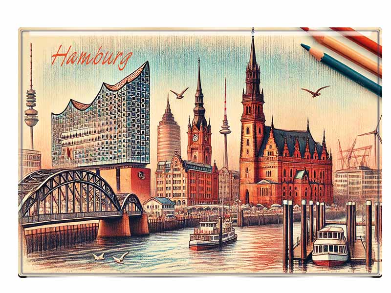 Souvenir Foto Magnet Hamburg 9,5x6,5cm Souvenir Foto Magnet Hamburg 9,5x6,5cm