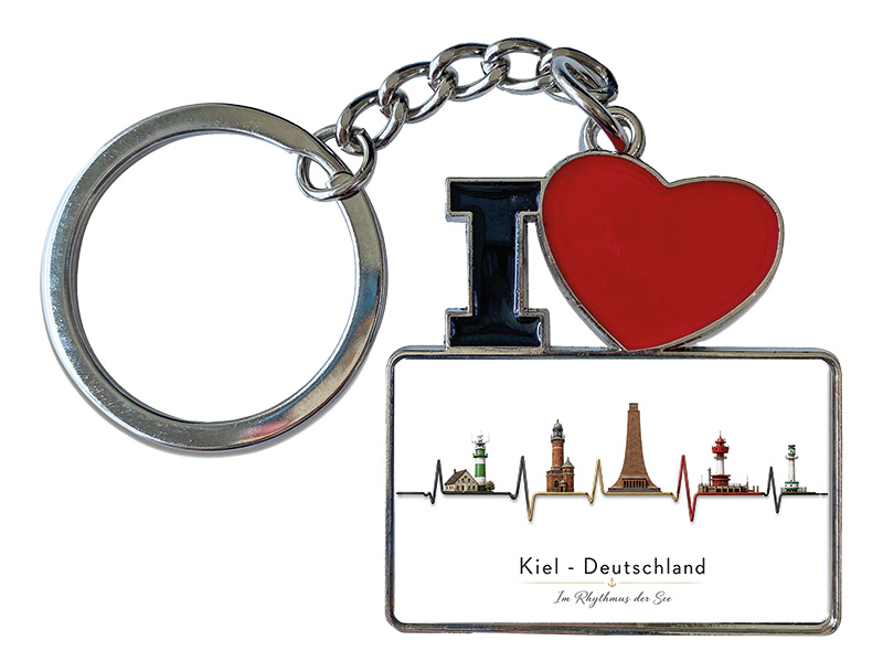 Souvenir Schlüsselanhänger Kiel aus Metall 11x4cm