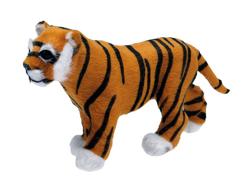 Deko Tiger mit Kunstfell, 14x4x8cm    Deko Tiger mit Kunstfell, 14x4x8cm
