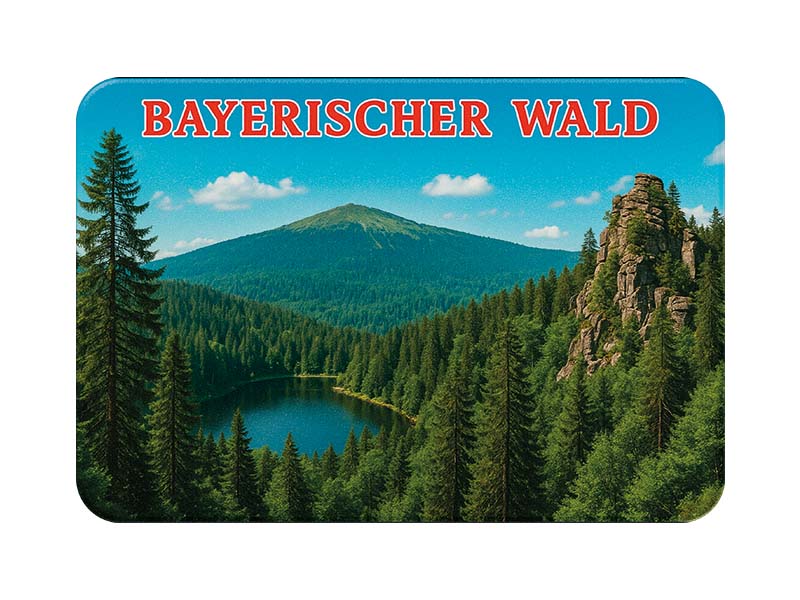 Souvenir Foto Kunststoff Magnet BayerischerWald 8x5cm