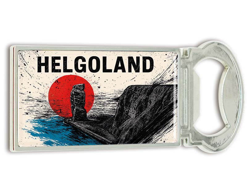 Souvenir Magnet Kapselheber aus Metall Helgoland 3x9cm