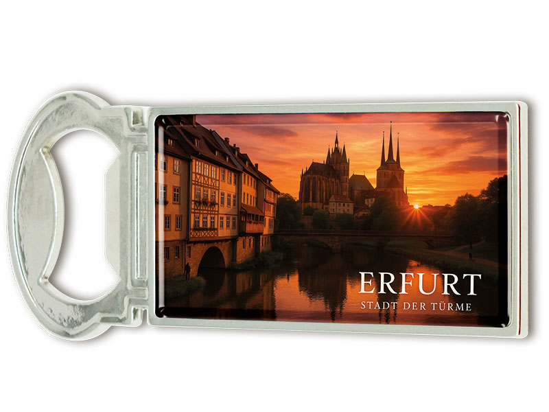 Souvenir Kapselheber Magnet Erfurt aus Metall 3x9cm